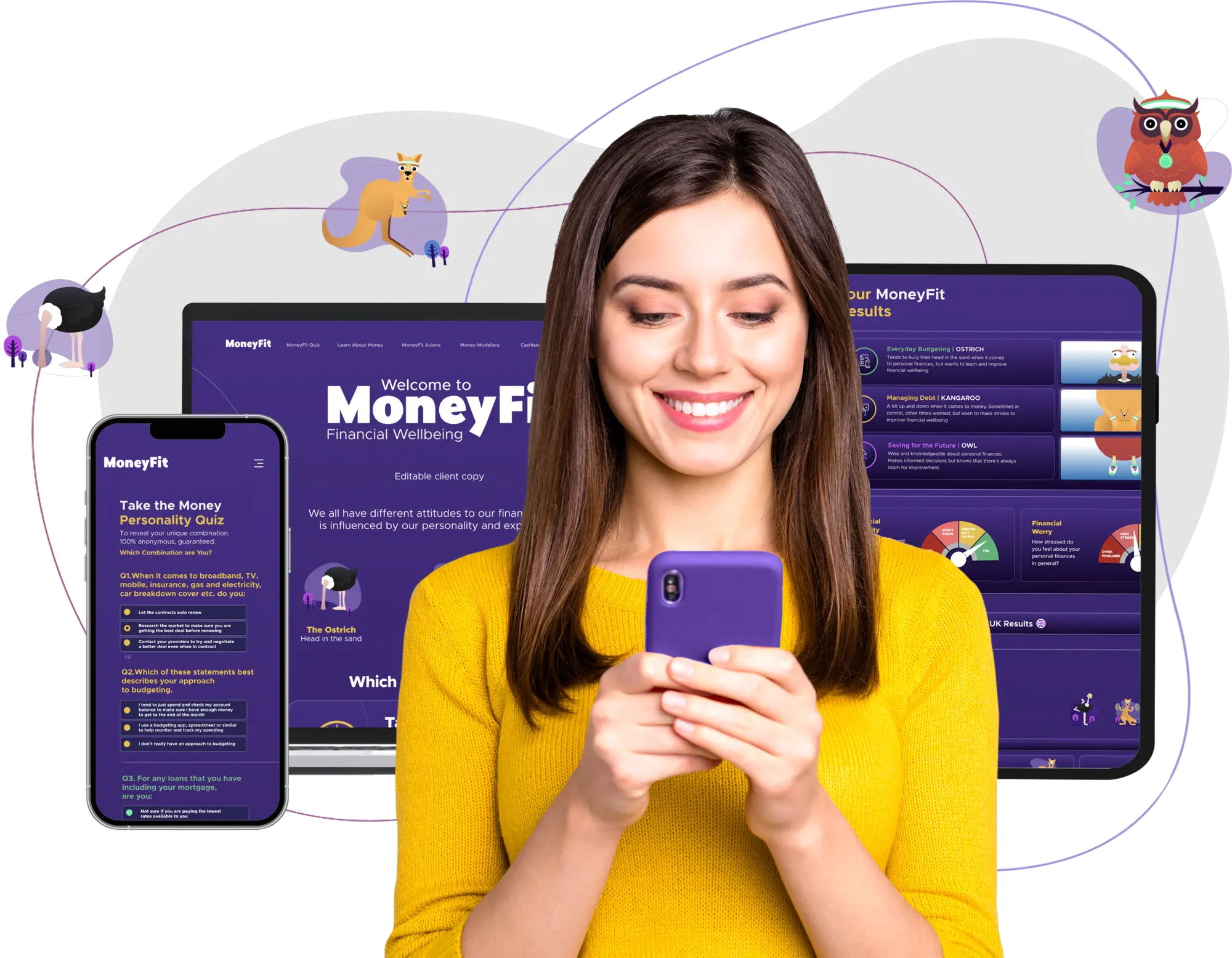 Person using MoneyFit on mobile phone